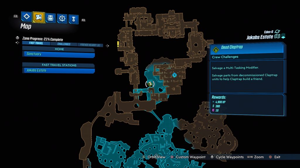 Eden-6 Dead Claptrap Crew Challenge location on map