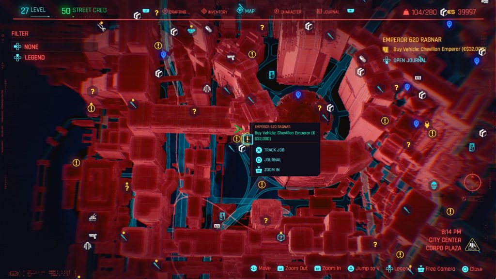 Cyberpunk 2077 City Center Ride Locations
