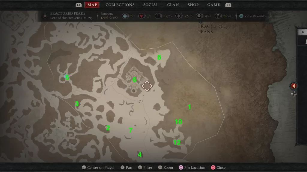 Seat of the Heavens Areas Discovered Map