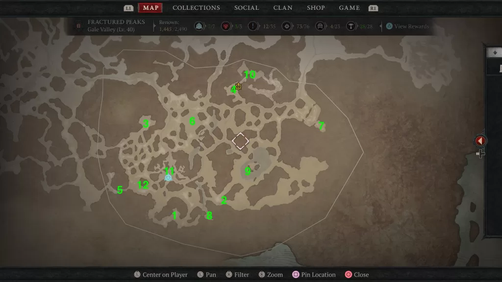 Gale Valley Areas Discovered Map