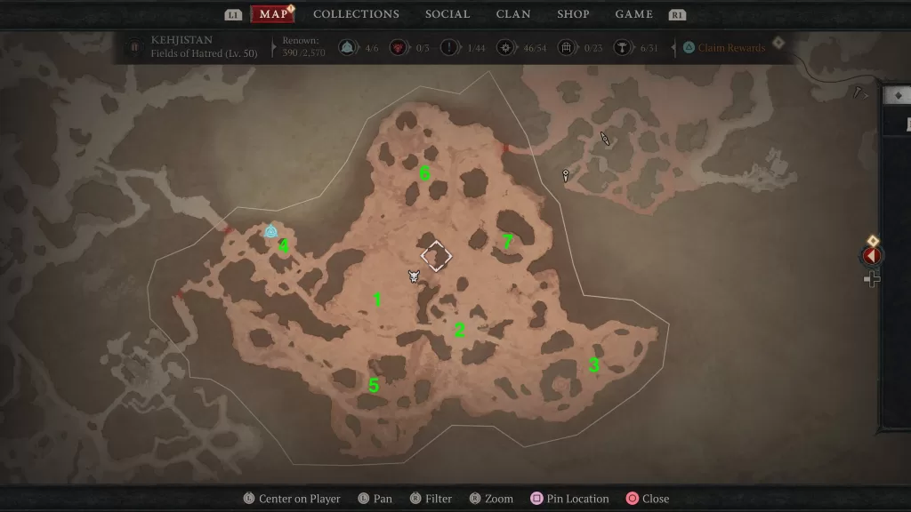 Fields of Hatred Areas Map