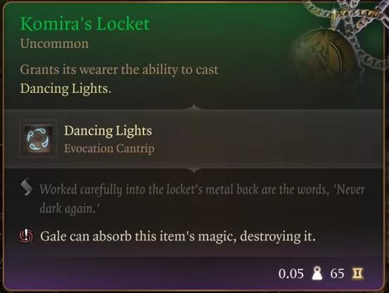 Save Arabella Baldur's Gate III Komira's Locket reward