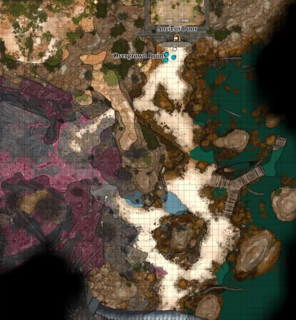 Ancient Door near Overgrown Ruins Map