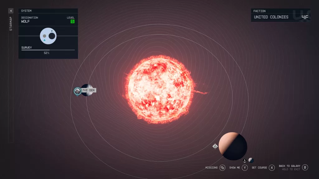 Starmap of the Den during the Boot Starfield mission