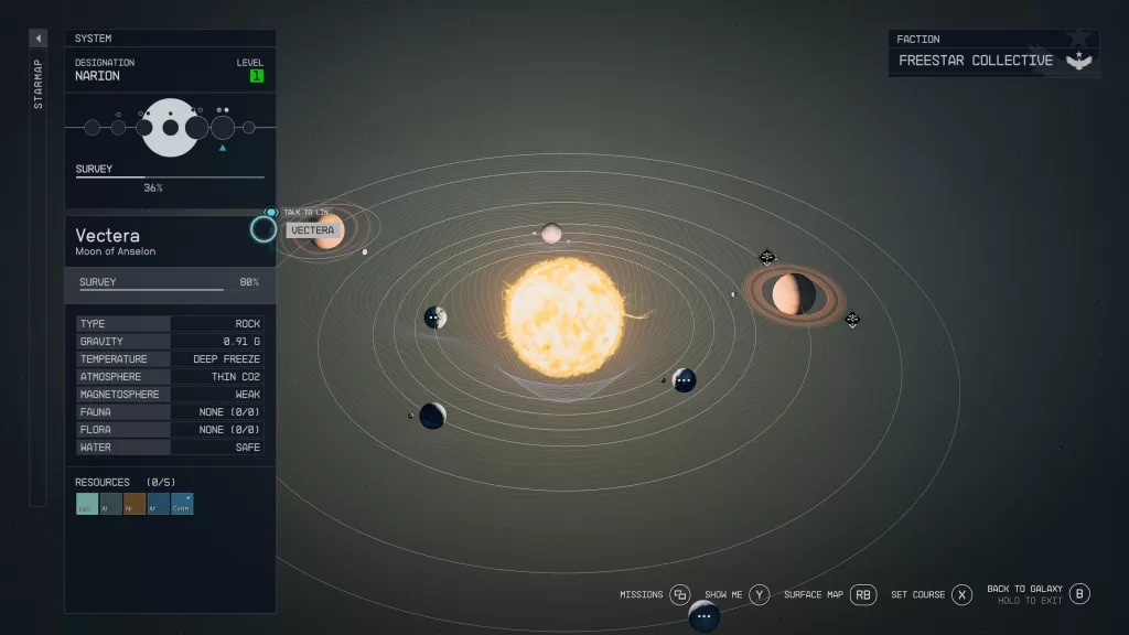 Map image of where to find Vectera during the Starfield Back to Vectera Mission