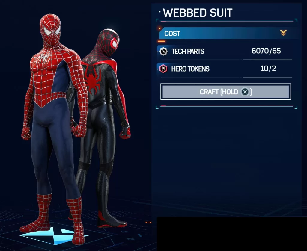 Peter's Webbed Suit