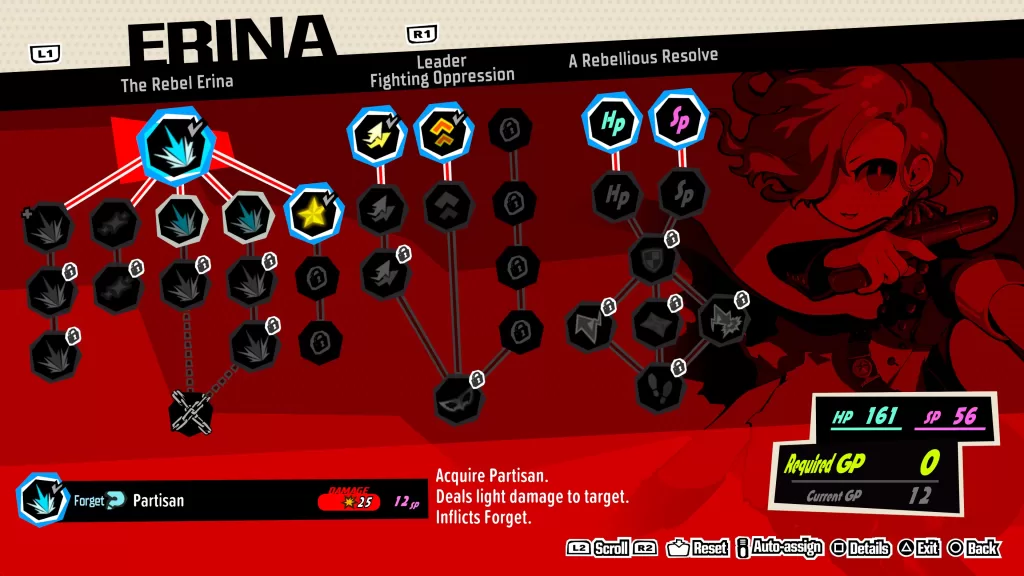 Persona 5 Tactica Quest 2 Stealing Classified Info Erina Skill Tree Image