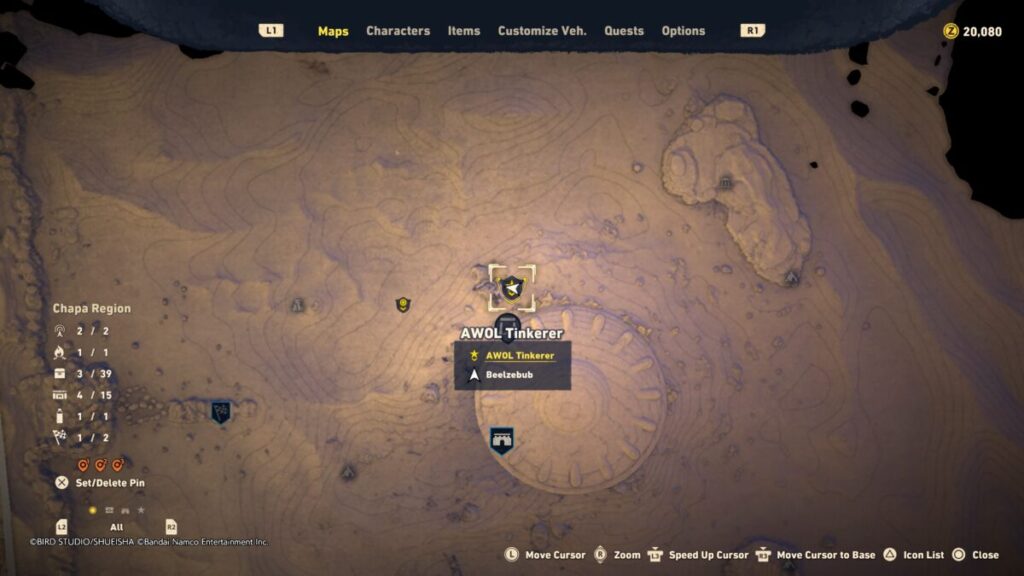 where to find Ves during the AWOL Tinkerer quest in Sand Land