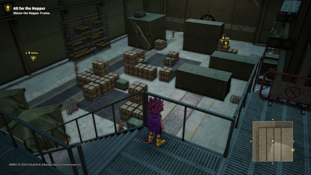 inside of the warehouse during the All for the Hopper quest in Sand Land