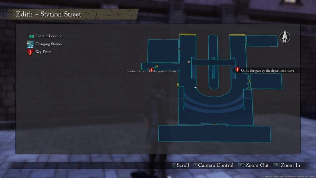 A map of where to find the Station Street Underground Ruins in the Trails Through Daybreak Prologue