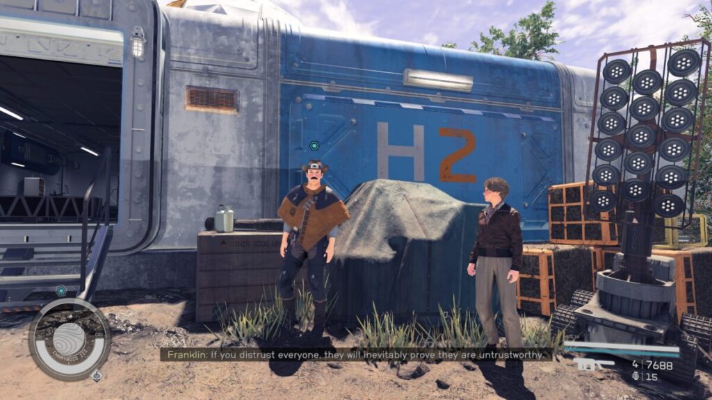 Starfield Secret Lives Mission 
Wyatt standing next to the H2 building