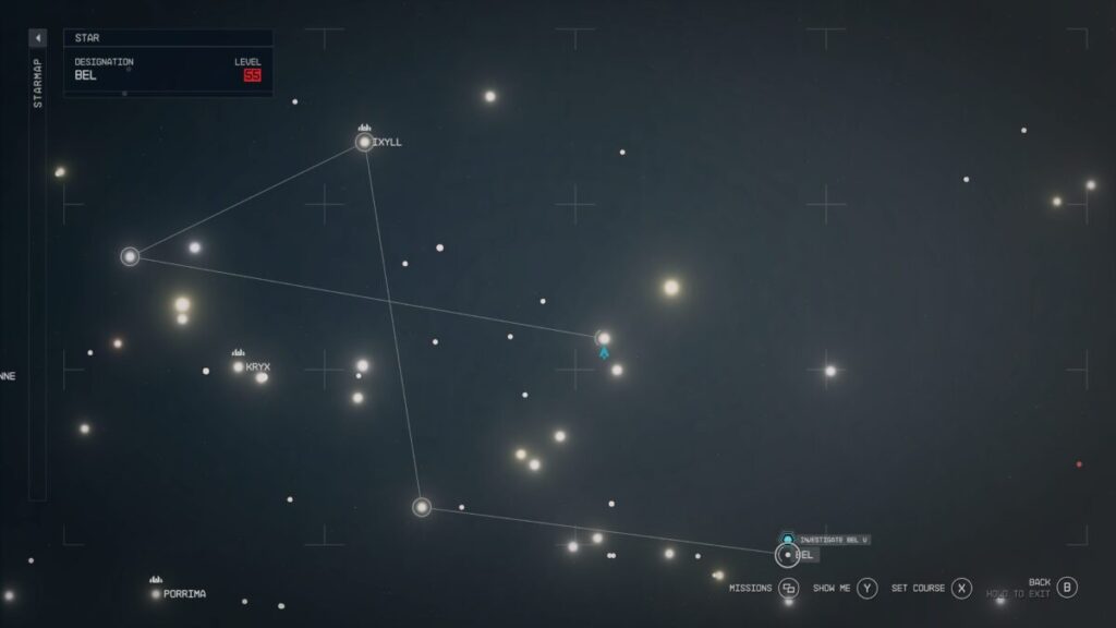 Starfield Operation Starseed mission starmap to Bel System