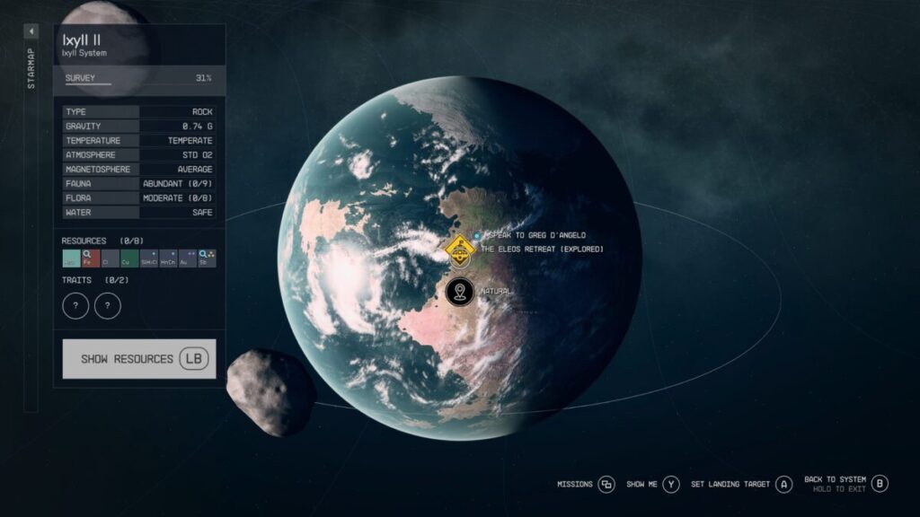 Map of where to start the Starfield Peacemaker mission