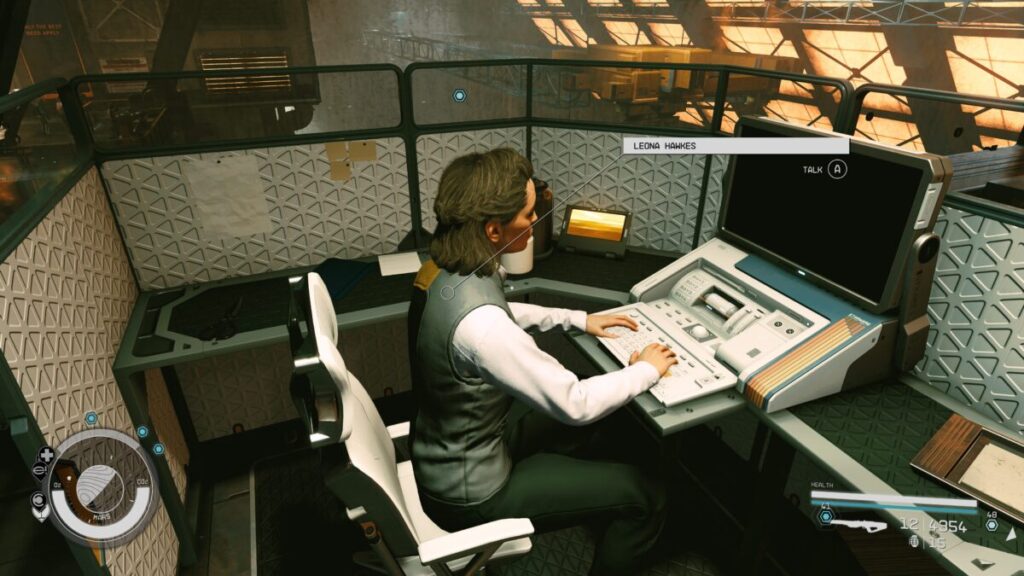 Leona in her cubicle during the Starfield Psyched mission