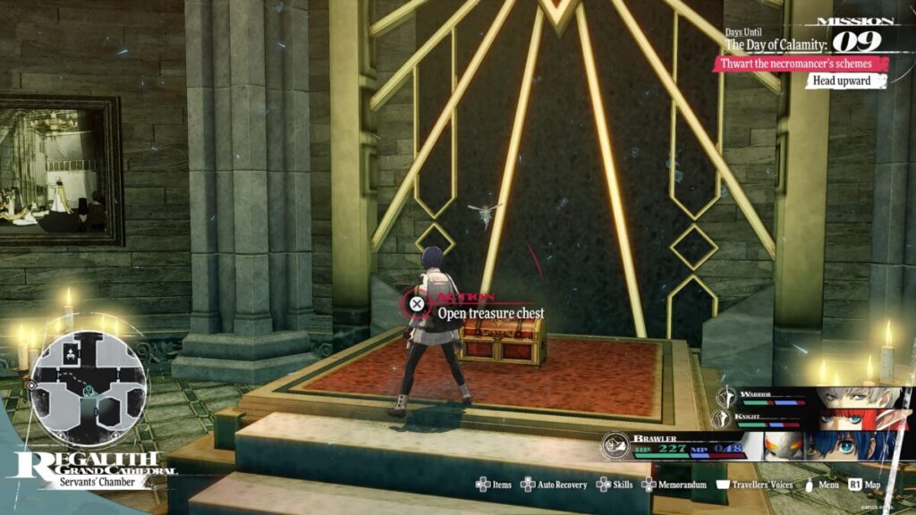 Opening the locked chest in the Regalith Grand Cathedral