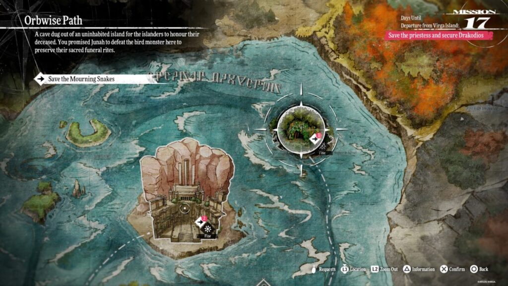 Orbwise Path on the world map for the Save the Mourning Snakes quest