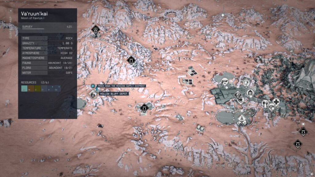 Location of the missing shipment supply during the Starfield Shattered Space A House Divided mission