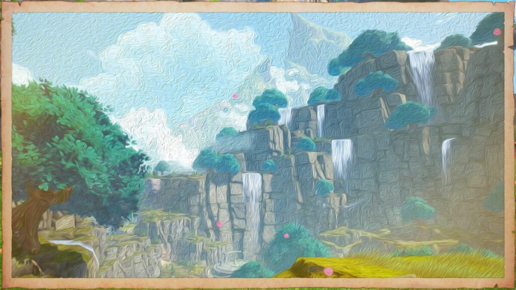 The scene painting that Fiona is trying to track down during the Behind the Scenery 1 side quest in Visions of Mana