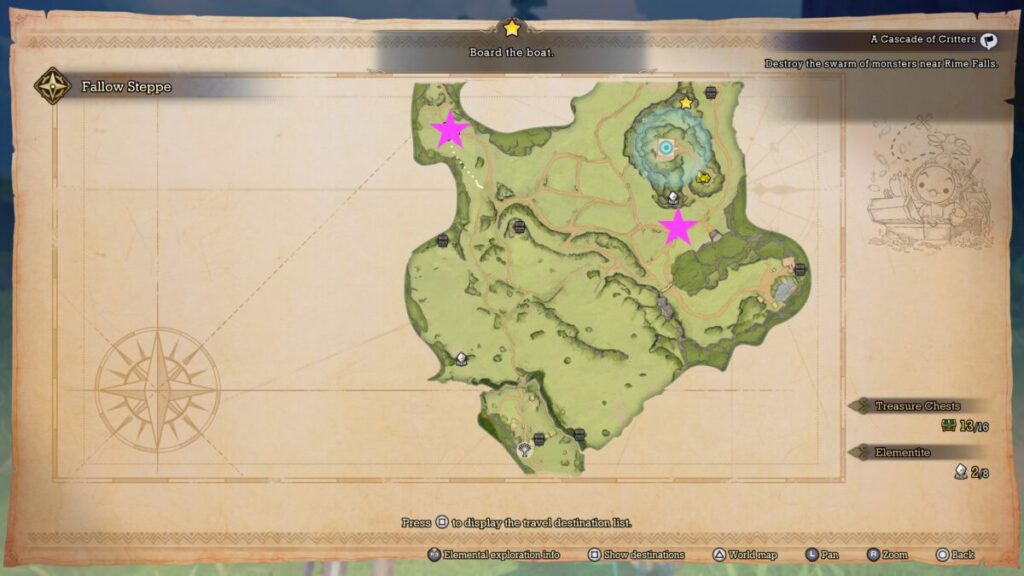 Map of where to find the Beelancers during the A Force to Bee Reckoned With side quest in Visions of Mana