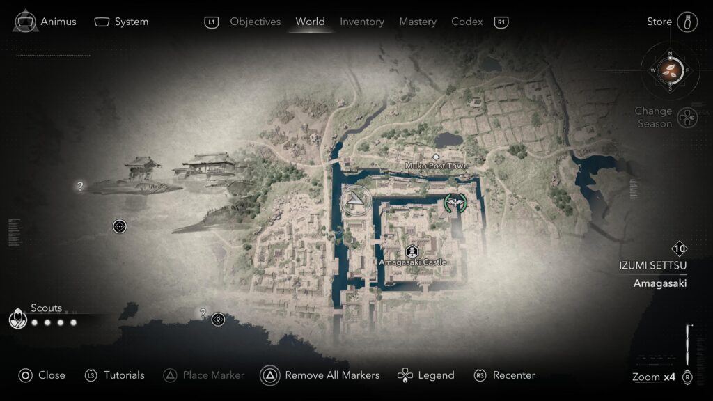 Assassin's Creed Shadows Amagasaki Castle damurai daisho