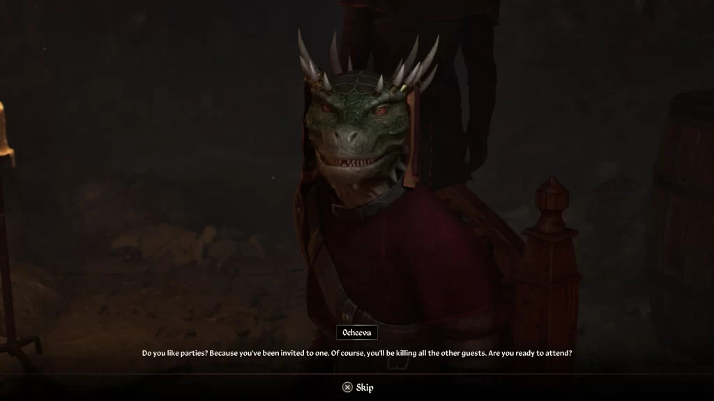 Ocheeva invinting you to a party during the Whodunit? quest in Oblivion Remastered