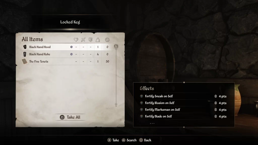 Black Hand Hood and Robes during the Broken Vows quest in Oblivion Remastered