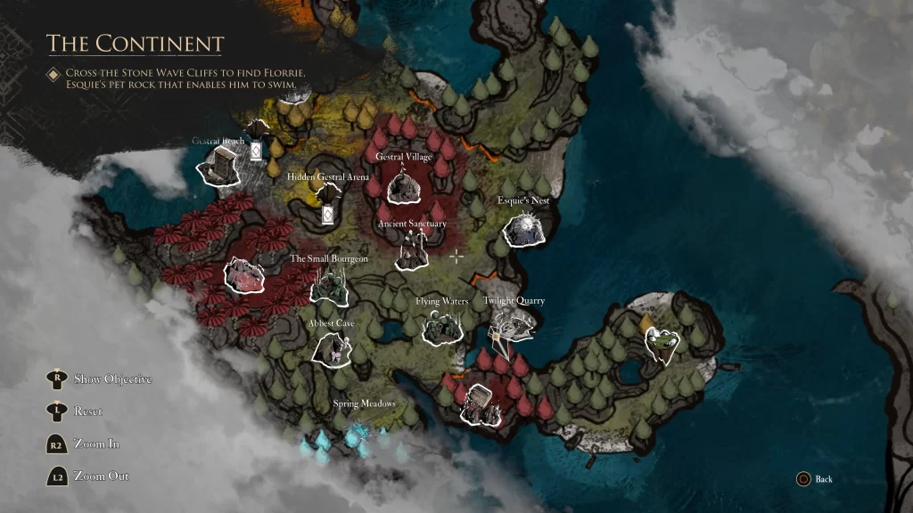 map location of Twilight Quarry on the Continent