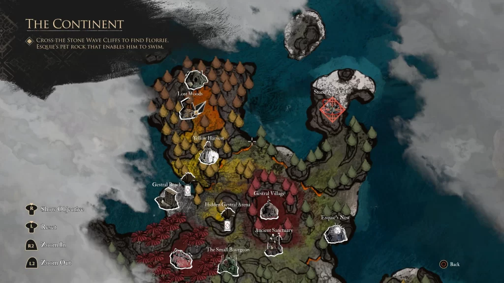 The Lost Woods map location on the Continent