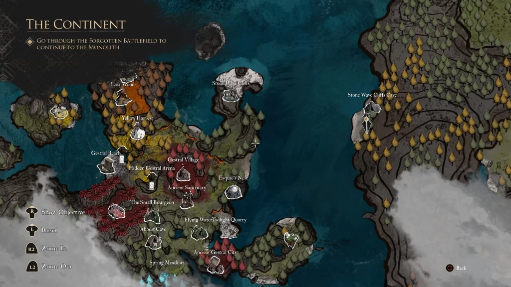The Continent map location of Stone Wave Cliffs Cave