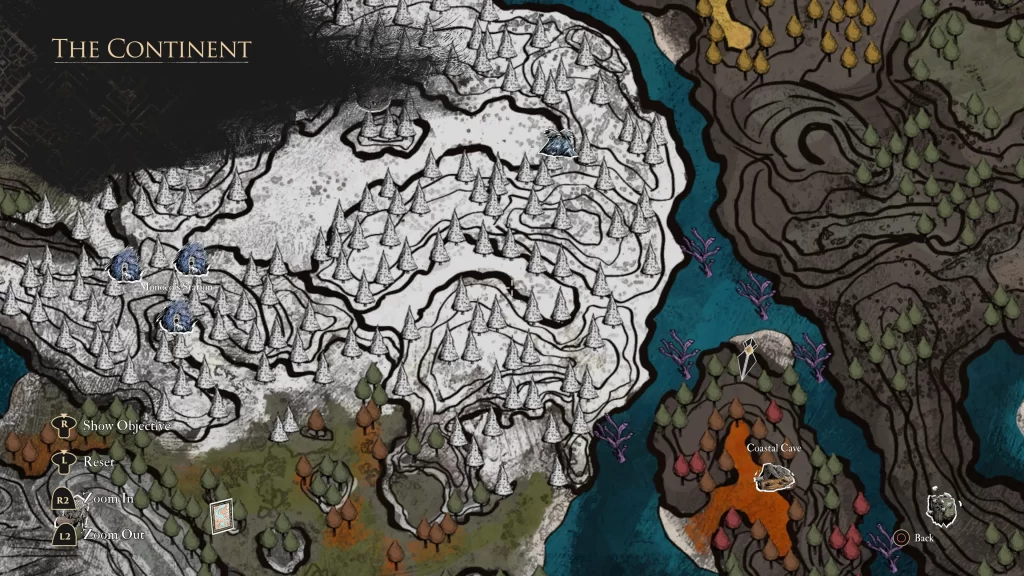 map location of the Coastal Cave Lost Gestral