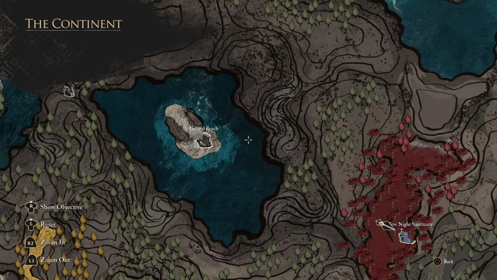 map location of the Endless Night Sanctuary lost gestral