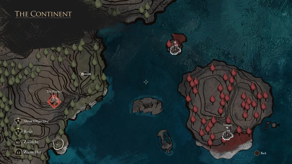 map location of the The Continent - West of Visages lost gestral