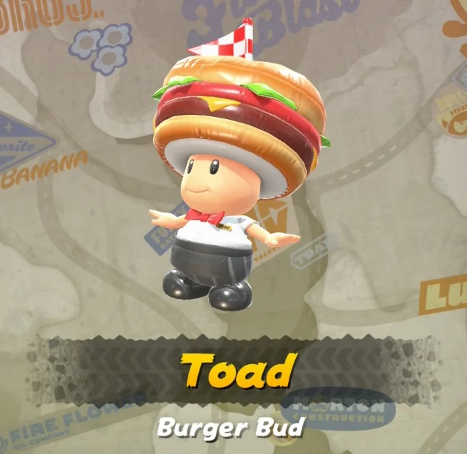 Mario Kart World Toad Burger Bud Costume