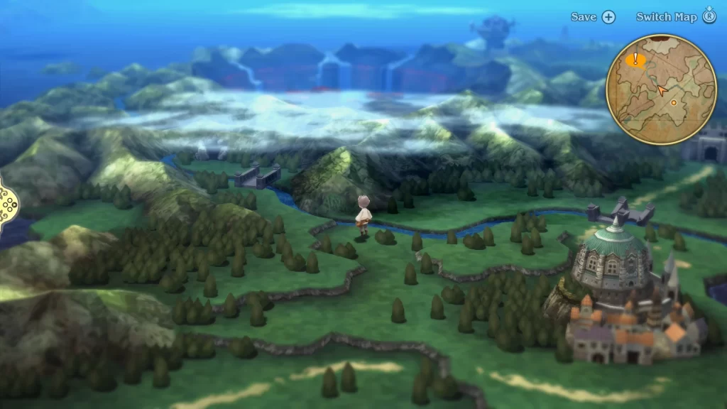 Bravely Default Flying Fairy Intro world map image showing path to Norende
