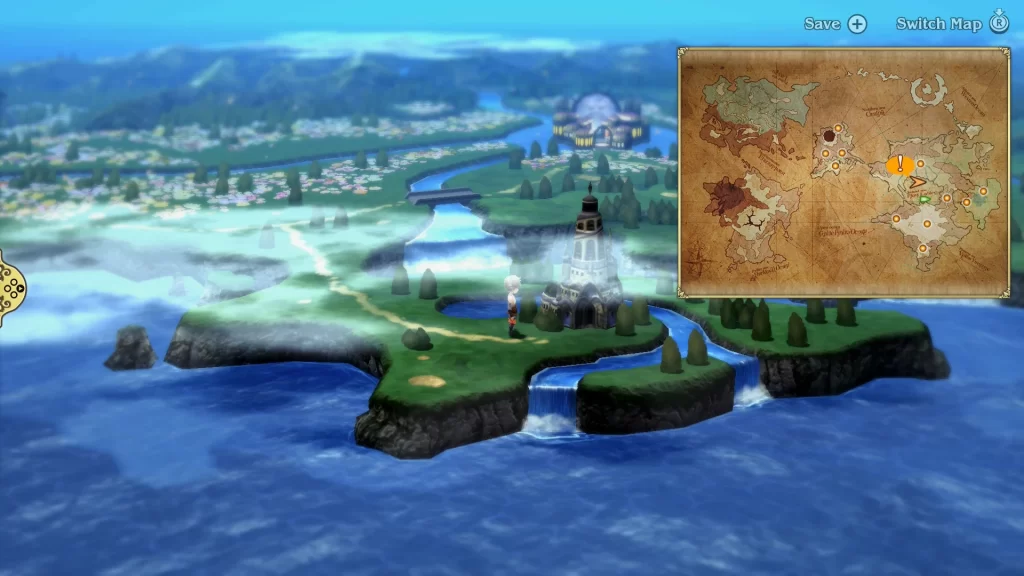 Bravely Default Flying Fairy Temple of Water on World Map