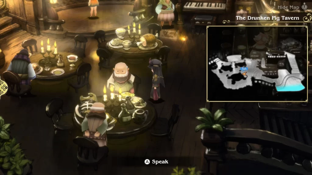 speaking with the town elders in the Drunken Pig Tavern