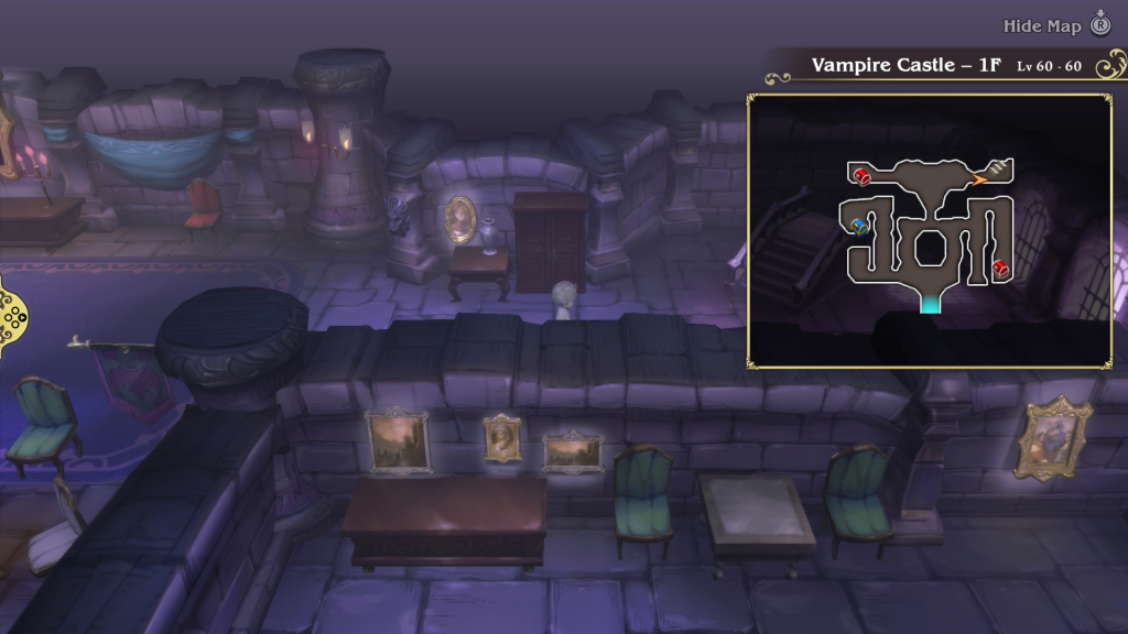 Vampire Castle 1F map during the Vampire Asterisk sub-scenario in Bravely Default Flying Fairy HD Remaster