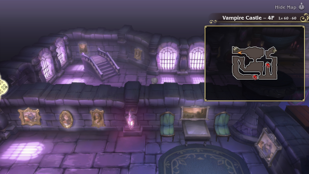 Vampire Castle 4F map during the Vampire Asterisk sub-scenario in Bravely Default Flying Fairy HD Remaster