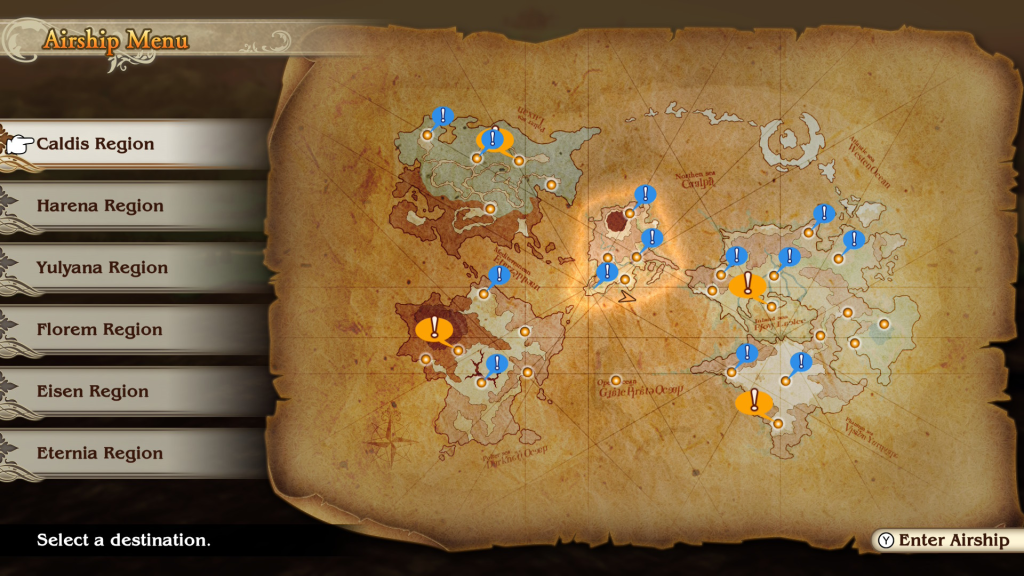 Bravely Default Flying Fairy Chapters 5–6 Caldis Region Map