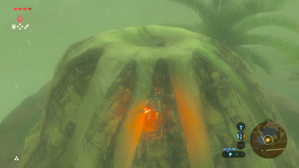 Dropping a metal shiled on top of the rock