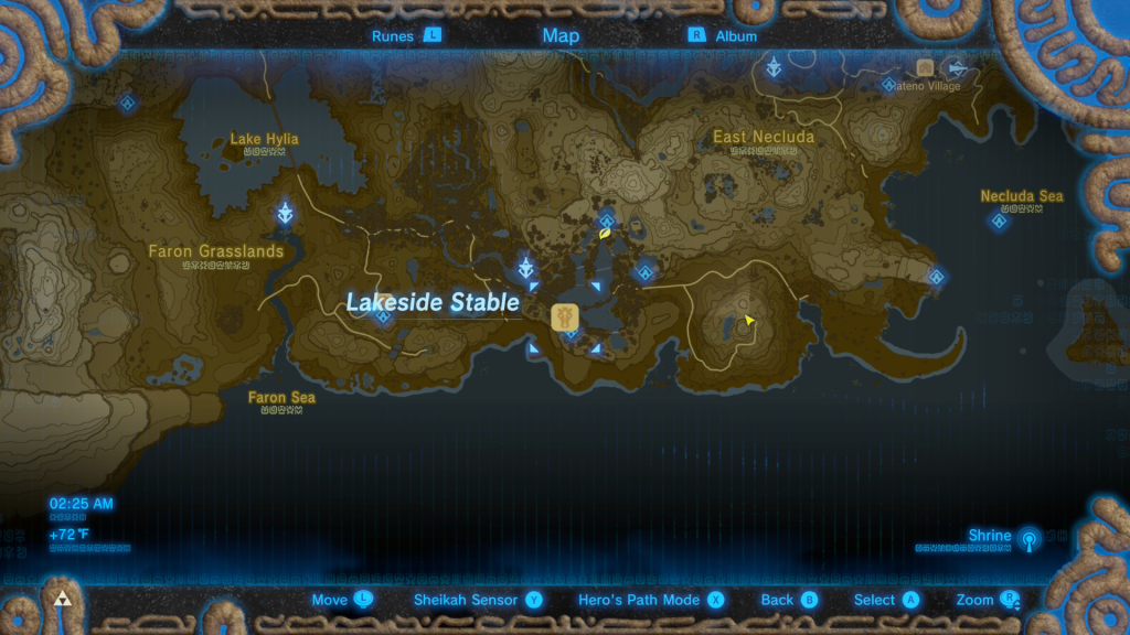 Map location for the A Gift of Nightshade Side Quest in Breath of the Wild