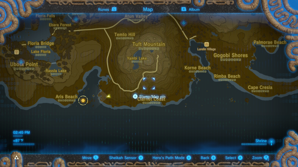 Map location for Aris Beach where the monster are staying