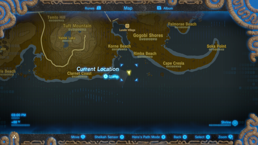 treasure location for the Sunken Treasure Side Quest in Breath of the Wild