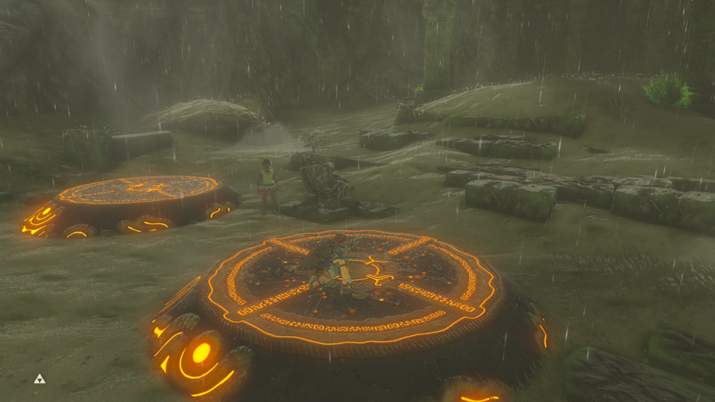 kneeling on the platform