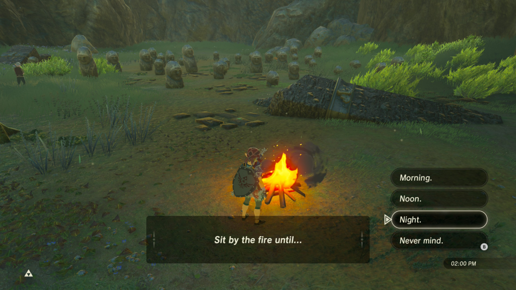 sitting by the fire until night falls