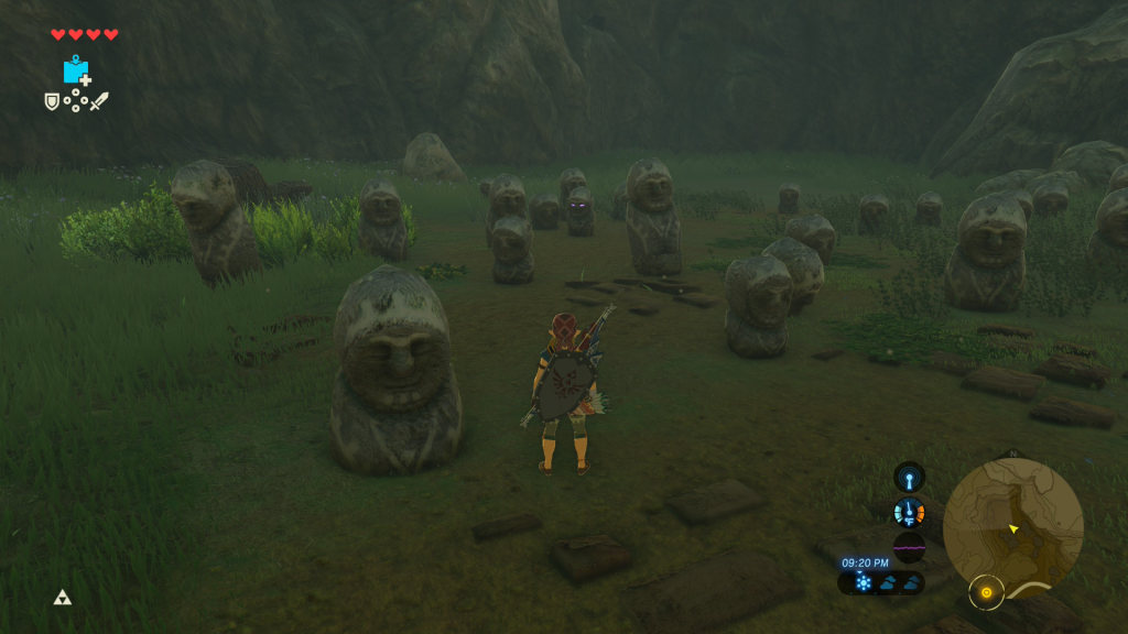 The glowing eyes during The Cursed Statue Shrine Quest