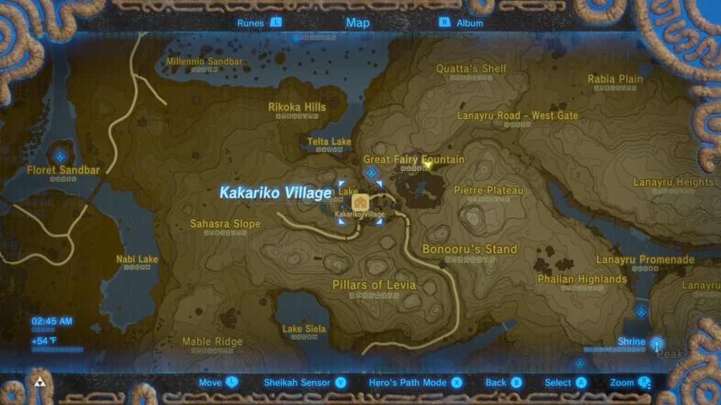 Blue Nightshade map location during A Gift of Nightshade Side Quest in Breath of the Wild