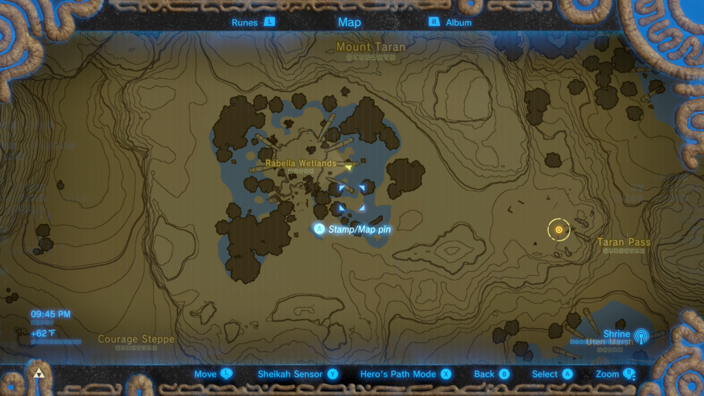 map of where to find the first orb during the Three Giant Brothers Shrine Quest in Breath of the Wild