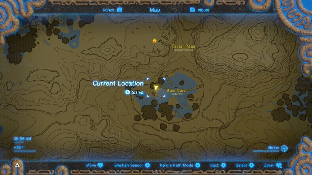 map location of where to find the second orb during the Three Giant Brothers Shrine Quest in Breath of the Wild