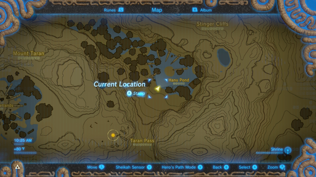 map location of the third orb during the Three Giant Brothers Shrine Quest in Breath of the Wild